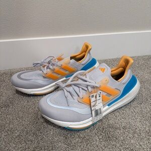 *NEW* Adidas Ultraboost Light Running Shoes Legend Gray Orange Cyan Men's Sz 12